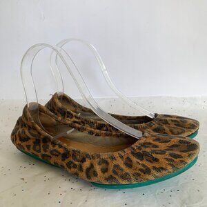 Tieks by Gavrieli Leopard Print Leather Foldable Ballet Flats Sz 8 Quiet Luxury
